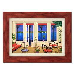 Fanch Ledan - "Balcony Over Bahia" Framed Limited Edition Serigraph on Canvas, Numbered Inverso and 