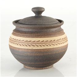 Eugenijus Tamosiunas - Hand Made Ceramic Jar with Lid. Hand Signed by the Artist.