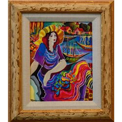 Patricia Govezensky- Original Giclee on Canvas  Lady by the Bayside 