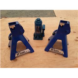 2 ROK Jack Stands and a ROK Bottle Jack