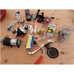 Box of Misc Tools Etc. Including Water Pump