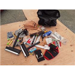 Carpenters Tool Bag With Misc Tools and Parts