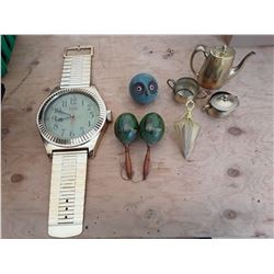 Marraccas (Mexico) Brass tea Set & Wristwatch Style clock and More