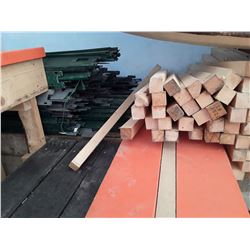 Large Lot of Metal Frame Wood Shelving