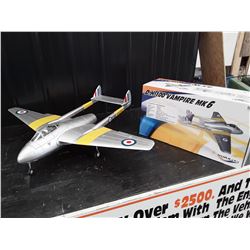 43" x 3 '  D.H. 100 Vampire MKB Model Jet Silver  43 Inch Wingspan