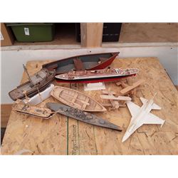 Lot of model boats planes & jet 9 pieces