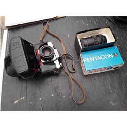 praktica LLC vintage camera with pentacon lens & case