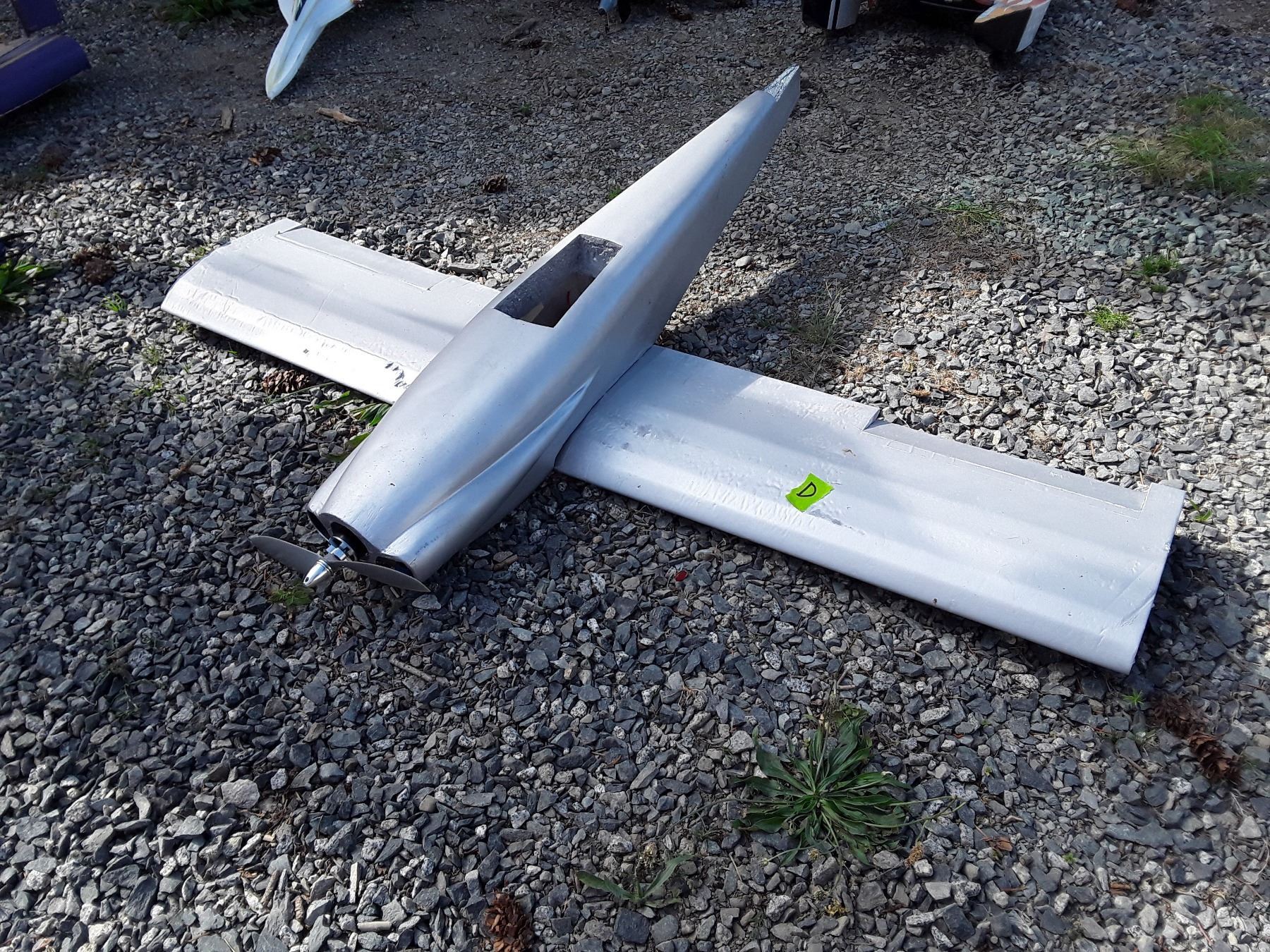 RC Plane Base, Grey, Styrofoam, Electric Motor And Propeller No Remote