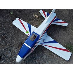 RC Plane Base, Electric Turbine, White, Red and Blue, No Remote. Apx. 3' Wingspan