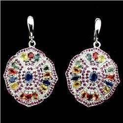 Natural Blue & Fancy Color Sapphire Ruby 84 CT Earrings