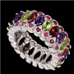 Natural Amethyst Garnet Peridot Ruby Ring