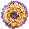 Image 2 : NATURAL RHODOLITE GARNET CITRINE PERIDOT AMETHYST Ring