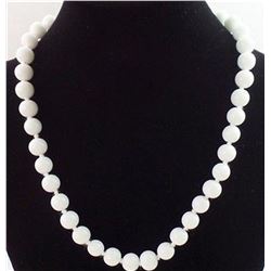 Natural White Jade Necklace - 12 mm