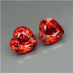 Natural Cherry Red Rhodolite Garnet Heart Pair 3.11 Ct.