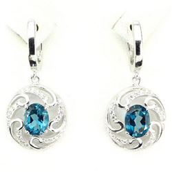 Natural London Blue Topaz Earrings