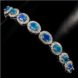 Natural 6x4mm Top Rich Blue Fire Opal Bracelet