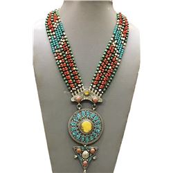 Tibet Hand Made Turquoise & Coral Necklace
