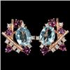 Natural AAA SKY BLUE TOPAZ RHODOLITE GARNET Earrings