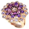 NATURAL RHODOLITE GARNET AMETHYST & TANZANITE Ring