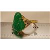 Image 6 : Hand Carved 12 Ct Jade Buddha Ring Mounted In 14 kt.