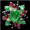 Image 1 : PRETTY CERTIFIED EMERALD RUBY SAPPHIRE RING