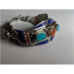 Tibet Hand Made Turquoise & Coral Bracelet