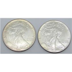 1987 & 1991 AMERICAN SILVER EAGLES