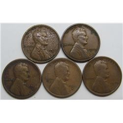 5 LINCOLN WHEAT CENTS BETTER DATES