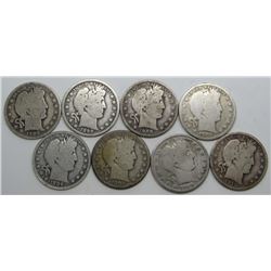 8 - BARBER HALF DOLLARS