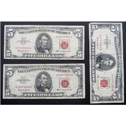 3-1963 $5 RED SEAL U.S. NOTES