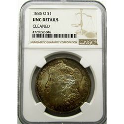 1885-O  MORGAN SILVER $ NGC UNC DETAILS