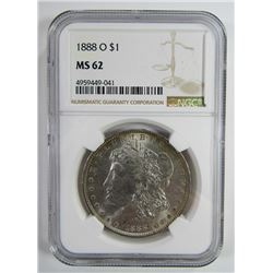 1888-O Morgan Silver Dollar $ NGC MS 62 Lightly To