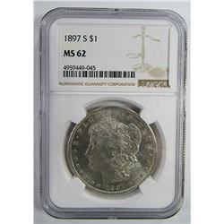 1897-S Morgan Silver Dollar $ NGC MS 62