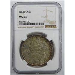 1898-O Morgan Silver Dollar $ NGC MS 63 Lightly To