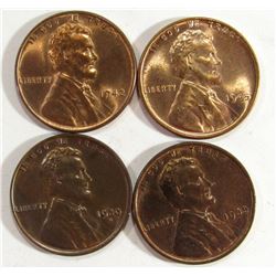 4-BU Lincoln Cents