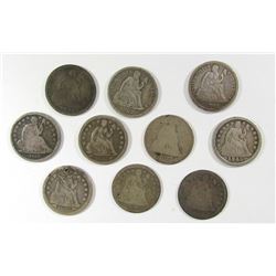 10 - SEATED DIMES , MIXED DATES & GRADES