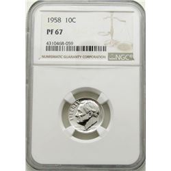 1958 ROOSEVELT DIME PF 67