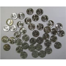 40-BU 1964-D WASHINGTON QTRS - NICE 90% SILVER