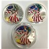 Image 1 : 3-COLORIZED SILVER EAGLES