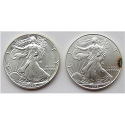 1989 & 1999 .999 SILVER ONE OUNCE EAGLE