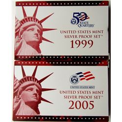 1999 & 2005 U.S. MINT SILVER PROOF SETS