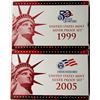 Image 1 : 1999 & 2005 U.S. MINT SILVER PROOF SETS