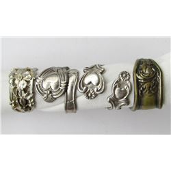 4-ANTIQUE STERLING SILVER SPOON RINGS