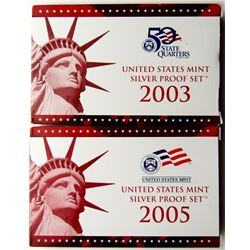 2003 & 2005 U.S. MINT SILVER PROOF SETS