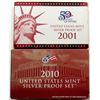 Image 1 : 2001 & 2010 U.S. MINT SILVER PROOF SETS