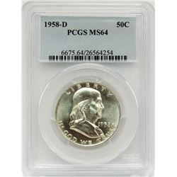 1958-D FRANKLIN HALF DOLLAR  PCGS MS64