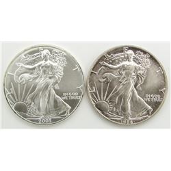 1986 & 2003 AMERICAN SILVER EAGLES