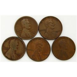5 LINCOLN WHEAT CENTS BETTER DATES