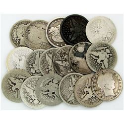 BARBER QUARTER LOT OF 17 COINS