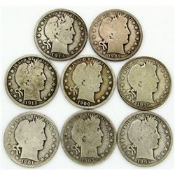 8 - BARBER HALF DOLLARS